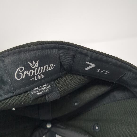 Crowns By Lids Fitted Baseball Cap Black 7 1/2 Vented Holes 6 Panel Blank Poly - Picture 9 of 9